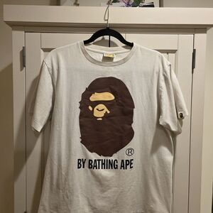 A Bathing Ape White T-Shirt with Brown Logo